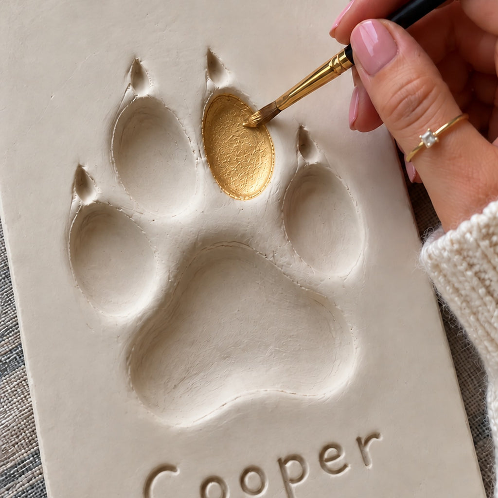 step paint the paw print gold